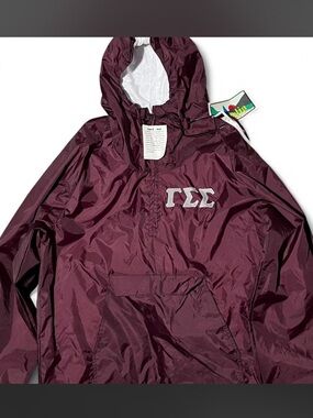 Vintage Gamma Sigma Sigma Windbreaker Jacket Deadstock NWT Acadia Maroon Large